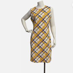 J. McLaughlin Sleeveless Yellow, Blue and Pink Sheath Dress, Med